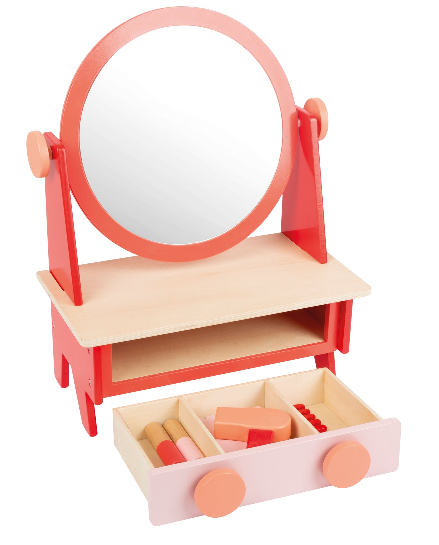 Coiffeuse rétro avec miroir en bois
