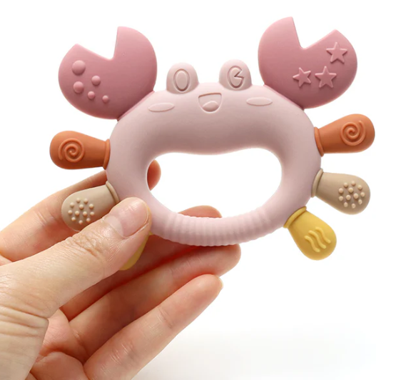 Anneau de dentition en silicone crabe - rose