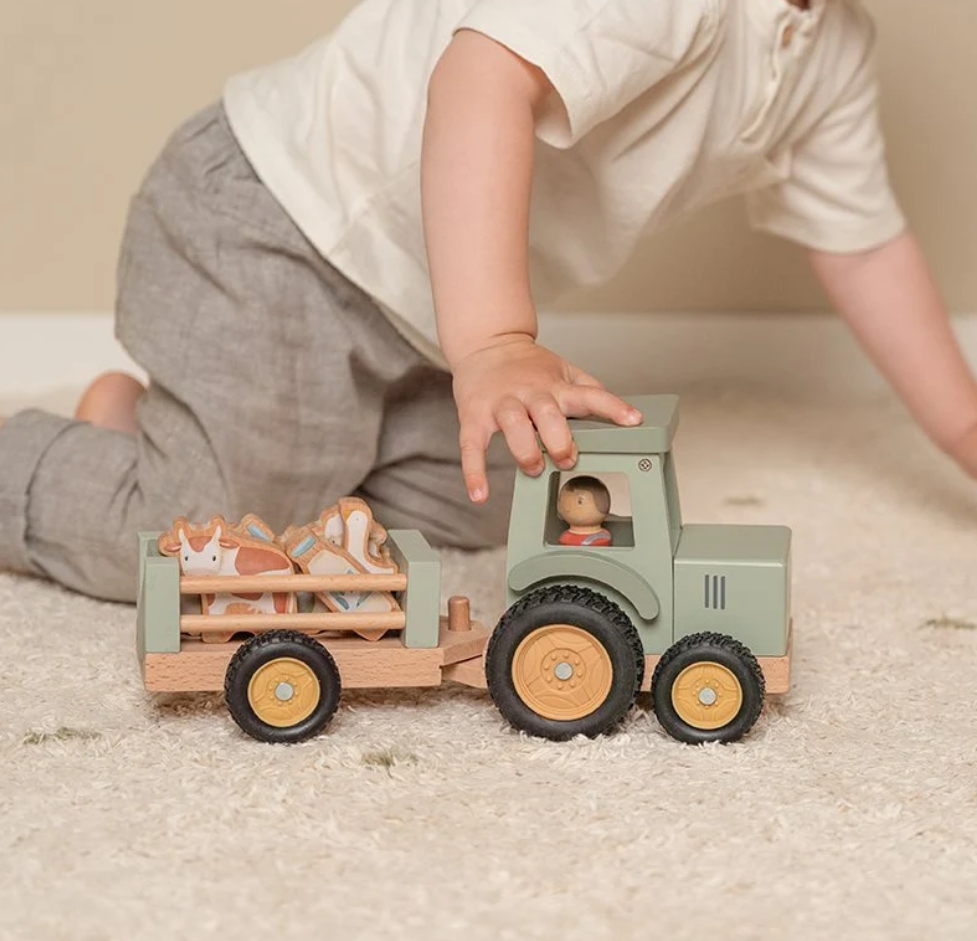 Tracteur en bois avec animaux – Jeu de la ferme 🚜🐮