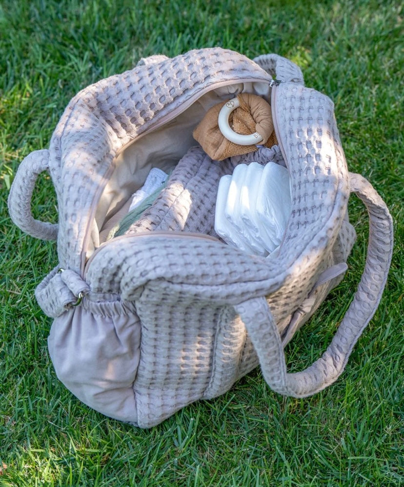 Sac à langer en coton gauffré Beige
