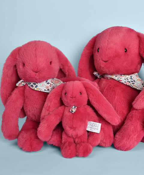 Porte clé en peluche Lapin Fuchsia - 18 cm - Lapin Fleurette