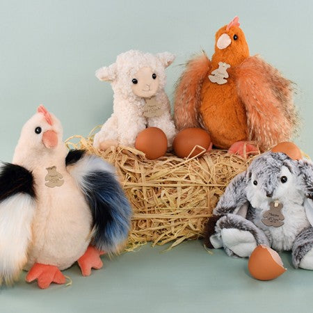 Peluche poule "Poulette" - orange roux - 20 cm