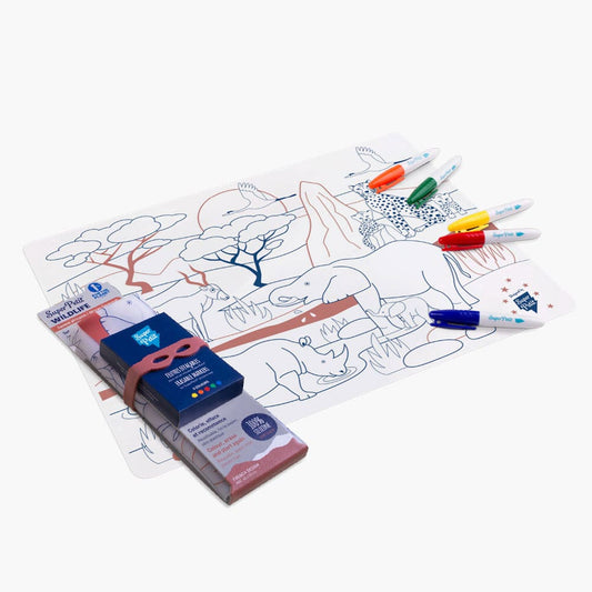 Coloriage réutilisable en silicone - Savane Africaine
