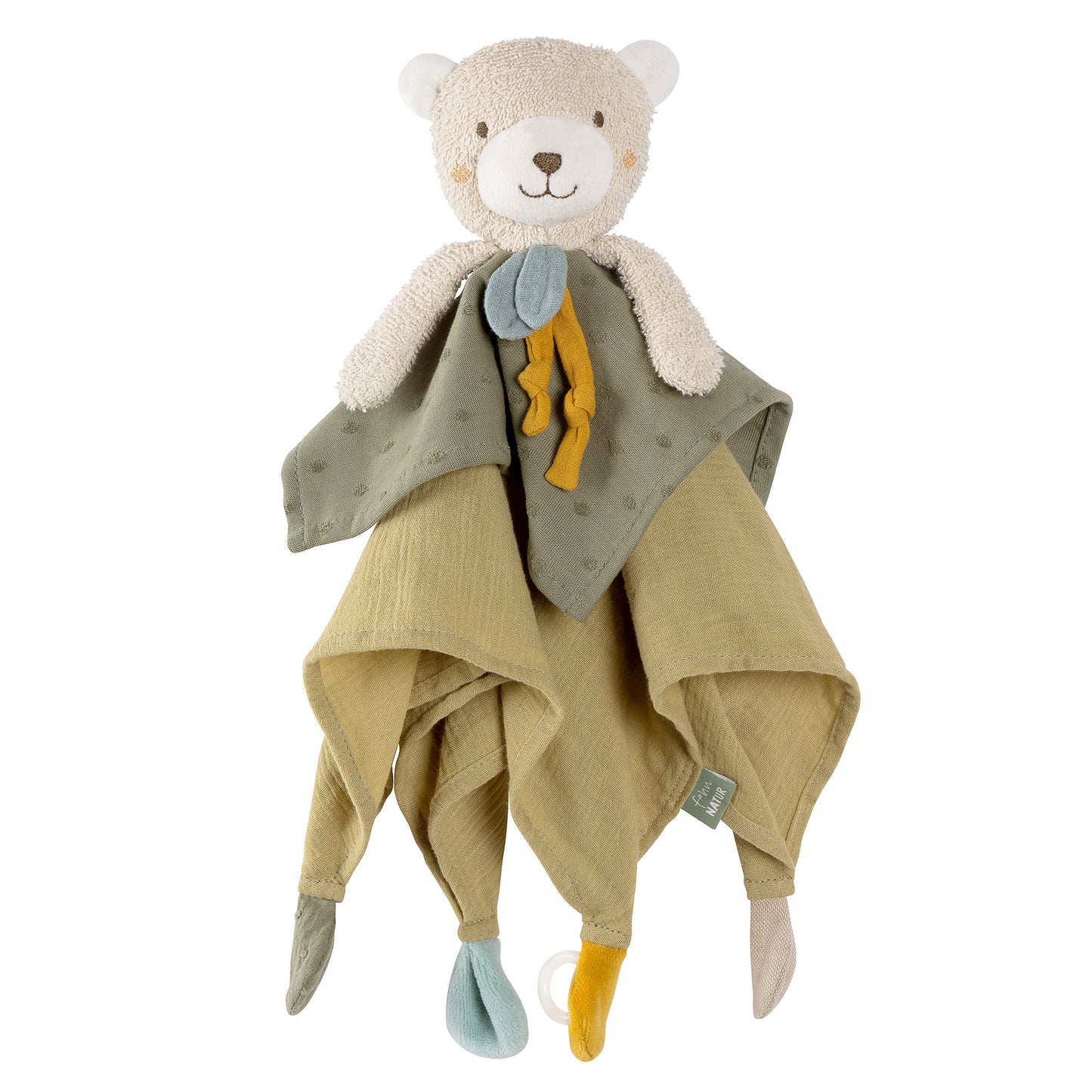 Doudou ours en coton Bio - attache tétine