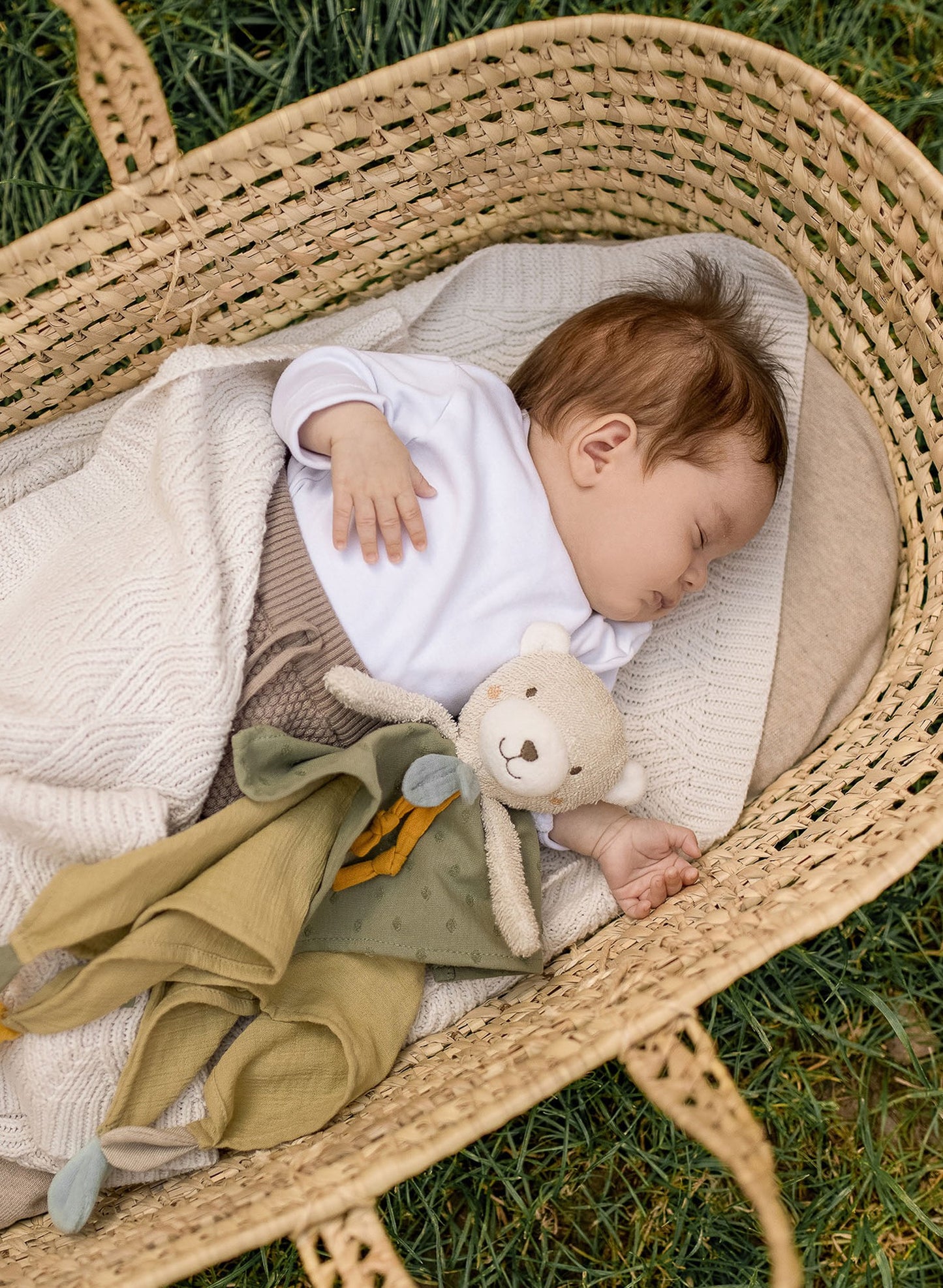 Doudou ours en coton Bio - attache tétine
