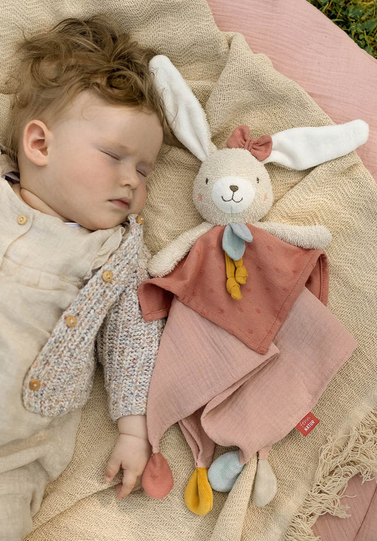 Doudou lapin en coton Bio - attache tétine