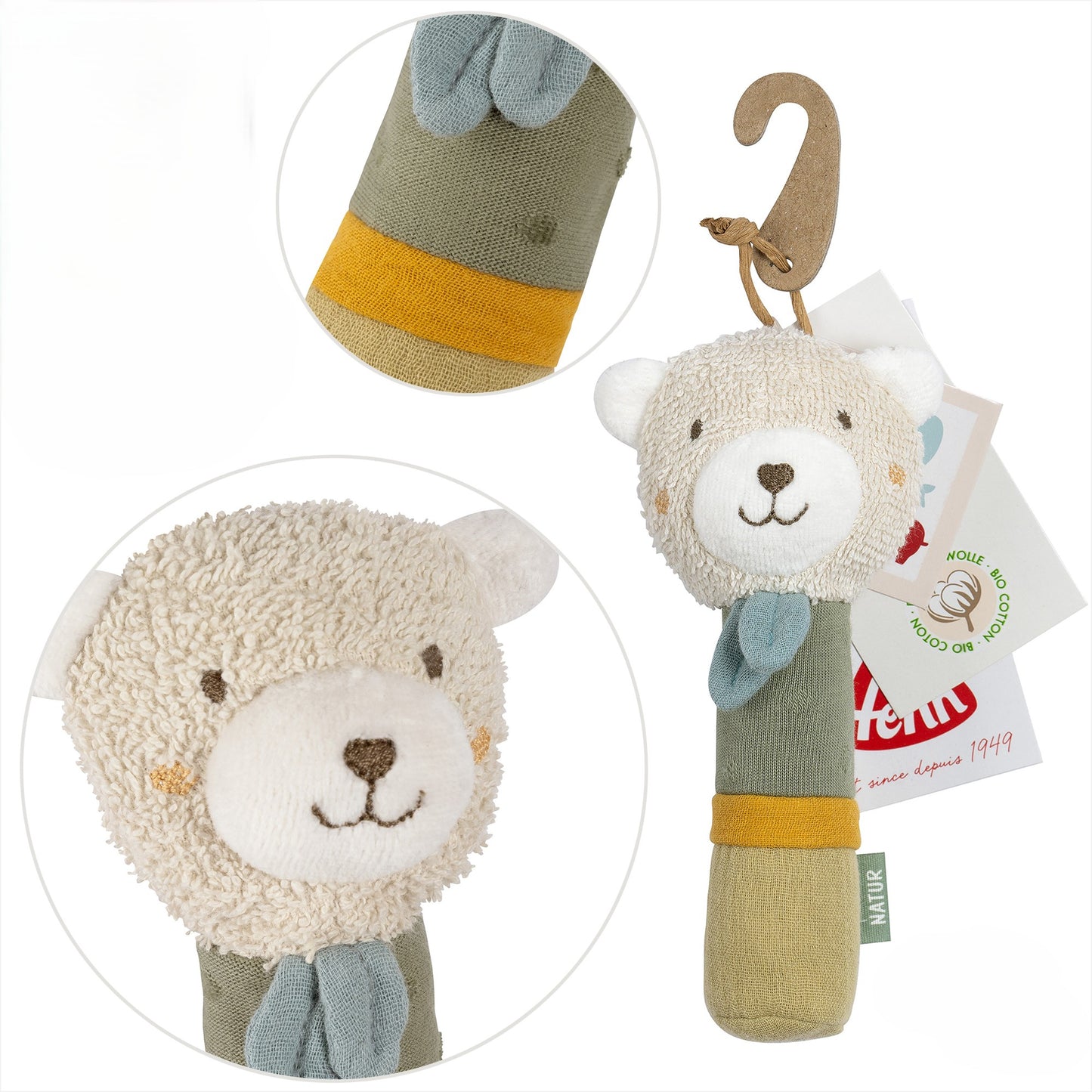 Hochet ours en coton Bio