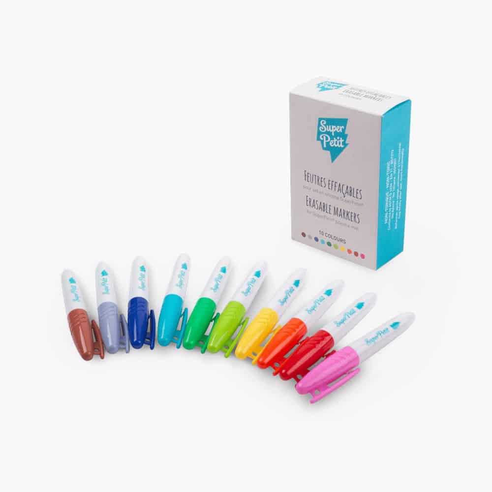 Boite de 10 feutres effaçables sur silicone