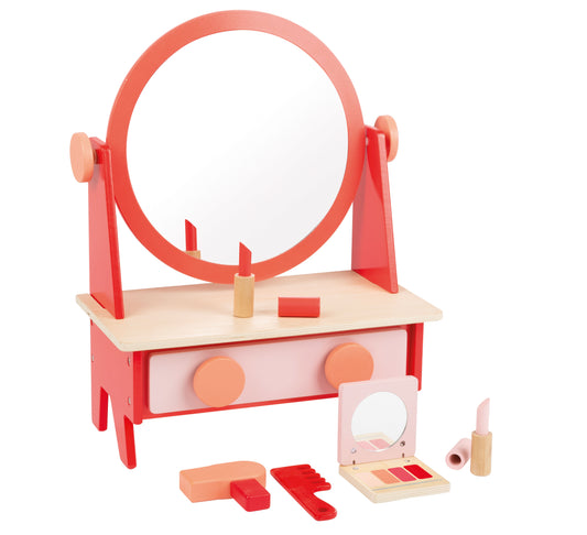 Coiffeuse rétro avec miroir en bois