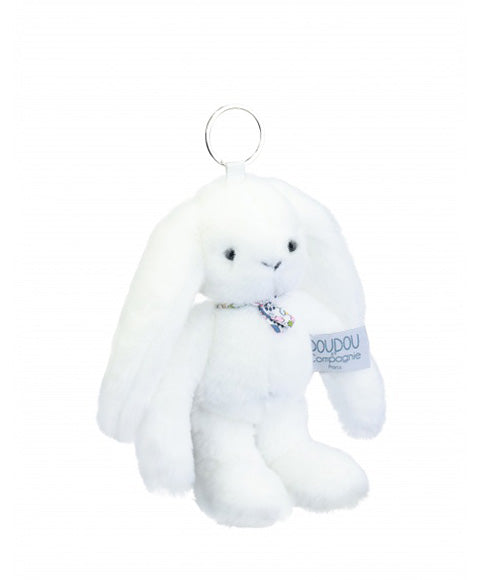Porte clé en peluche Lapin Blanc - 18 cm - Lapin Fleurette