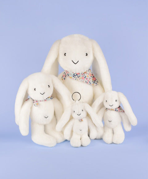 Porte clé en peluche Lapin Blanc - 18 cm - Lapin Fleurette