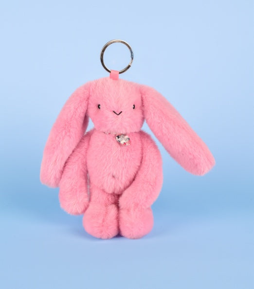 Porte clé en peluche Lapin Rose - 18 cm - Lapin Fleurette