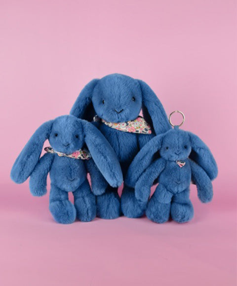 Porte clé en peluche Lapin Bleu - 18 cm - Lapin Fleurette
