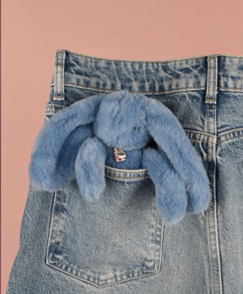 Porte clé en peluche Lapin Bleu - 18 cm - Lapin Fleurette