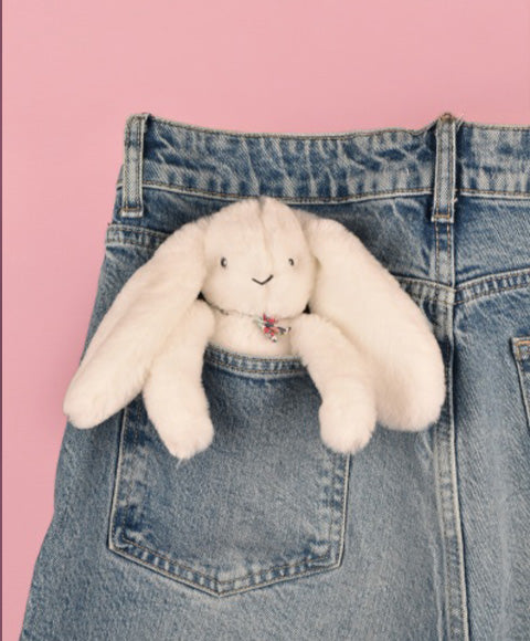 Porte clé en peluche Lapin Blanc - 18 cm - Lapin Fleurette