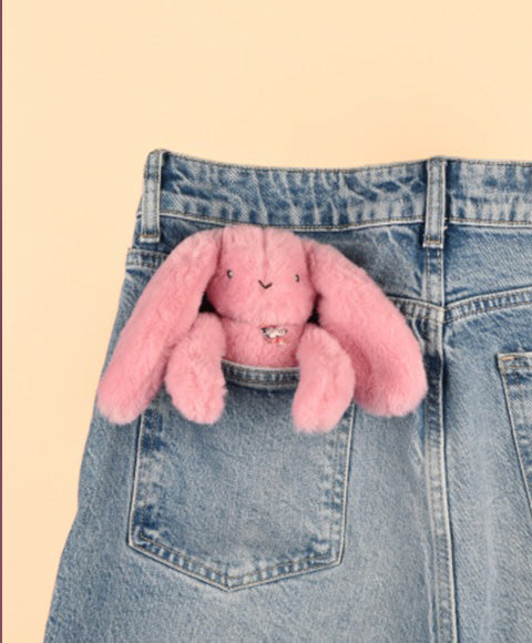 Porte clé en peluche Lapin Rose - 18 cm - Lapin Fleurette