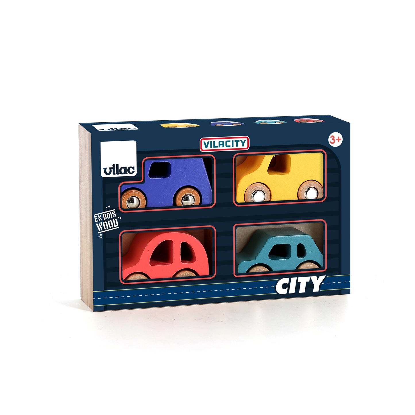 Coffret de 4 voitures City en bois