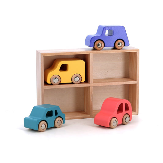Coffret de 4 voitures City en bois
