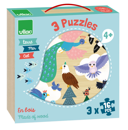 Coffret de 3 puzzles Terre - Mer - Ciel