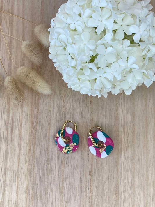 Boucles d’oreilles arrondies colorées - Femme