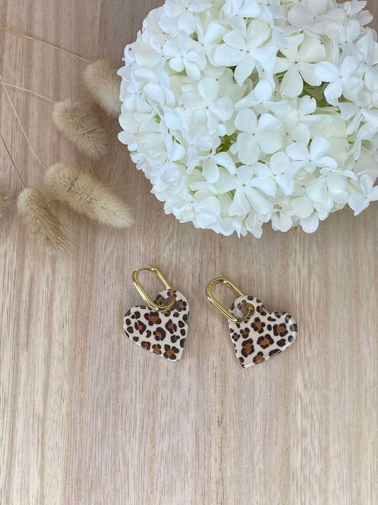 Boucles d’oreilles cœur Léopard - Femme