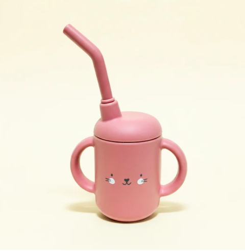 Verre à paille silicone - rose
