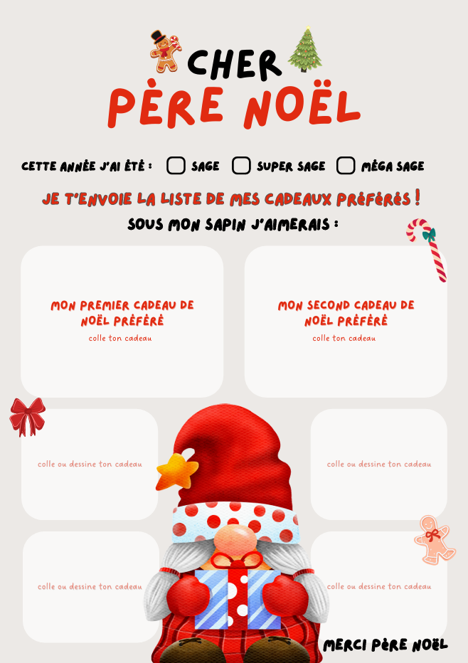 Lettre au Père Noël en téléchargement gratuit