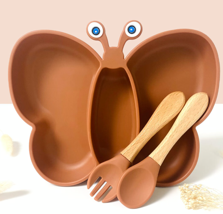 Set repas papillon ocre
