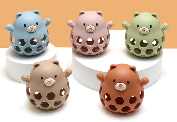 Balle ours silicone rose
