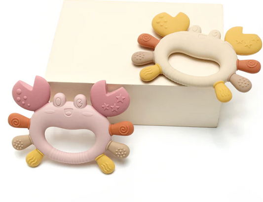 Anneau de dentition en silicone crabe - rose