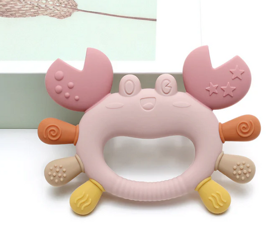 Anneau de dentition en silicone crabe - rose