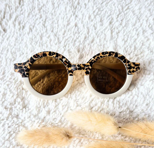 Lunettes de soleil rondes léopard/beige