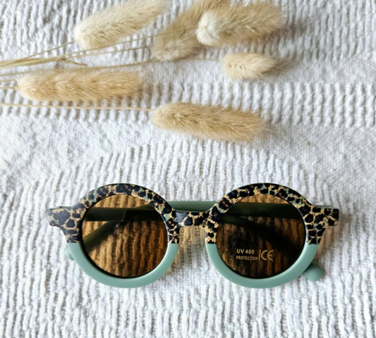 Lunettes de soleil rondes léopard/sauge