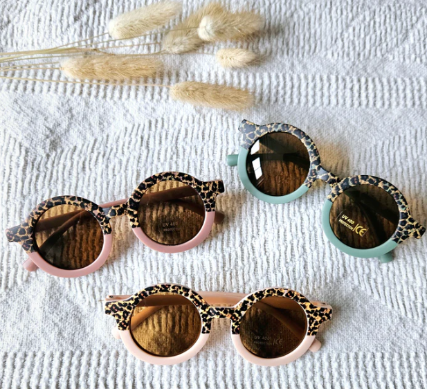 Lunettes de soleil rondes léopard/beige