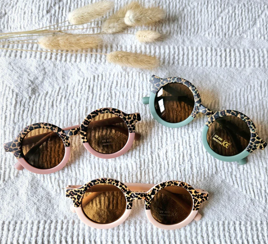 Lunettes de soleil rondes léopard/beige