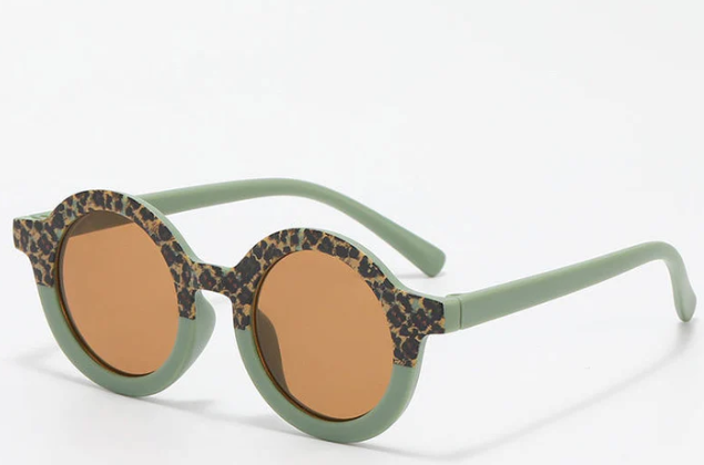 Lunettes de soleil rondes léopard/sauge
