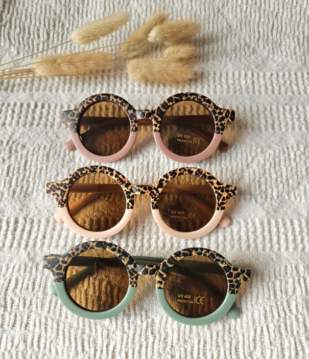 Lunettes de soleil rondes léopard/sauge