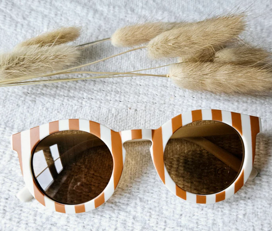 Lunettes de soleil rayées beige/camel