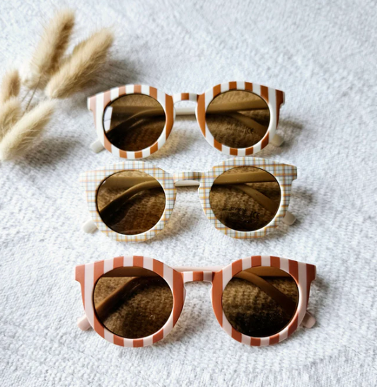 Lunettes de soleil rayées beige/camel