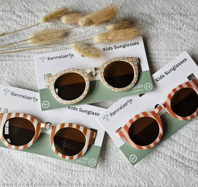Lunettes de soleil rayées beige/camel