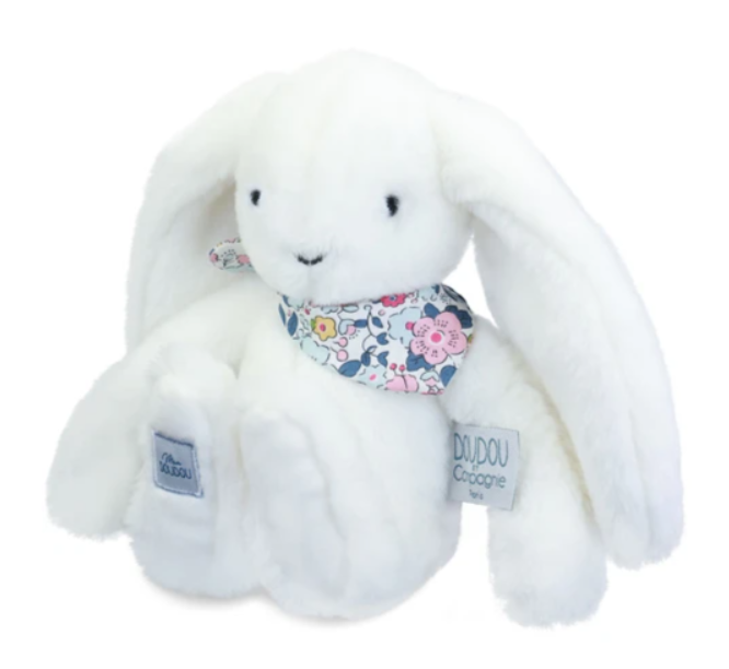 Peluche lapin blanc 25 cm - Lapin Fleurette
