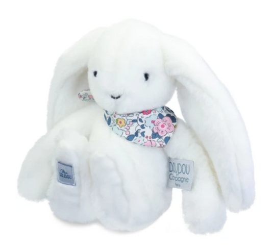 Peluche lapin blanc 25 cm - Lapin Fleurette