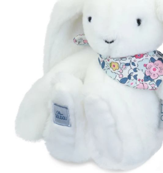 Peluche lapin blanc 25 cm - Lapin Fleurette