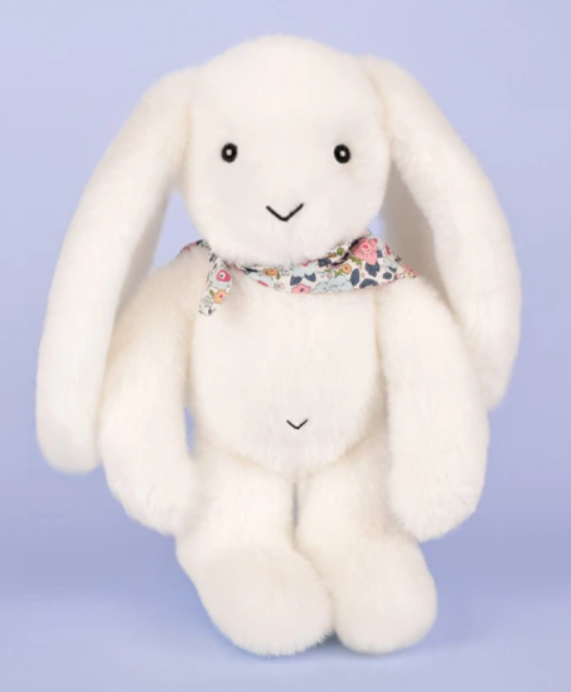 Peluche lapin blanc 25 cm - Lapin Fleurette