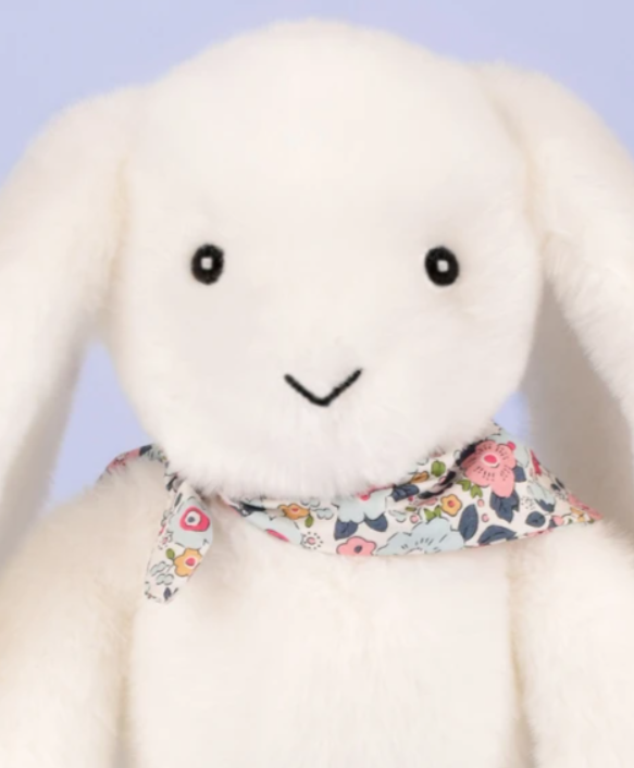 Peluche lapin blanc 25 cm - Lapin Fleurette