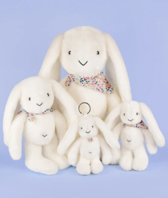 Peluche lapin blanc 25 cm - Lapin Fleurette