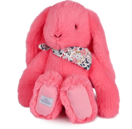 Peluche Lapin rose corail – 35 cm - Lapin Fleurette