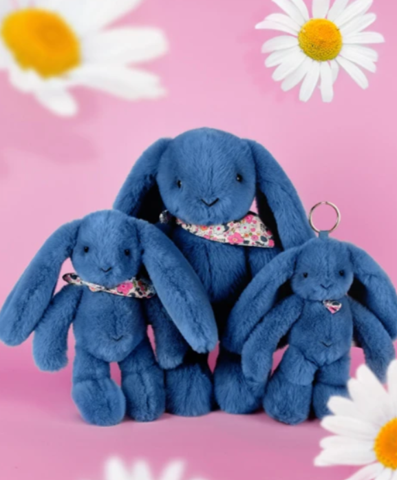 Peluche lapin bleu 25 cm - Lapin Fleurette