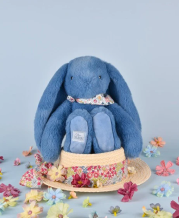 Peluche lapin bleu 25 cm - Lapin Fleurette