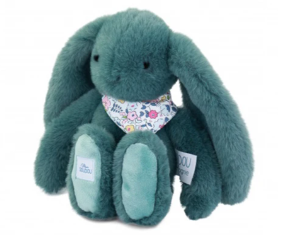 Peluche lapin vert 25 cm - Lapin Fleurette